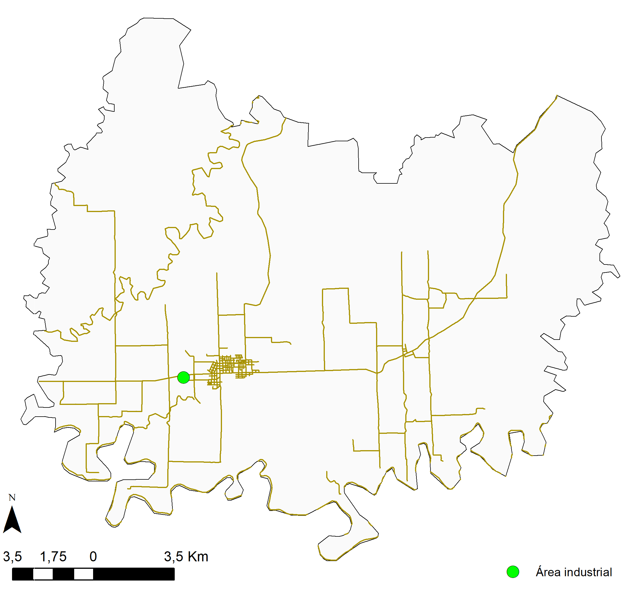 Município de Ajuricaba, área urbana e área industrial