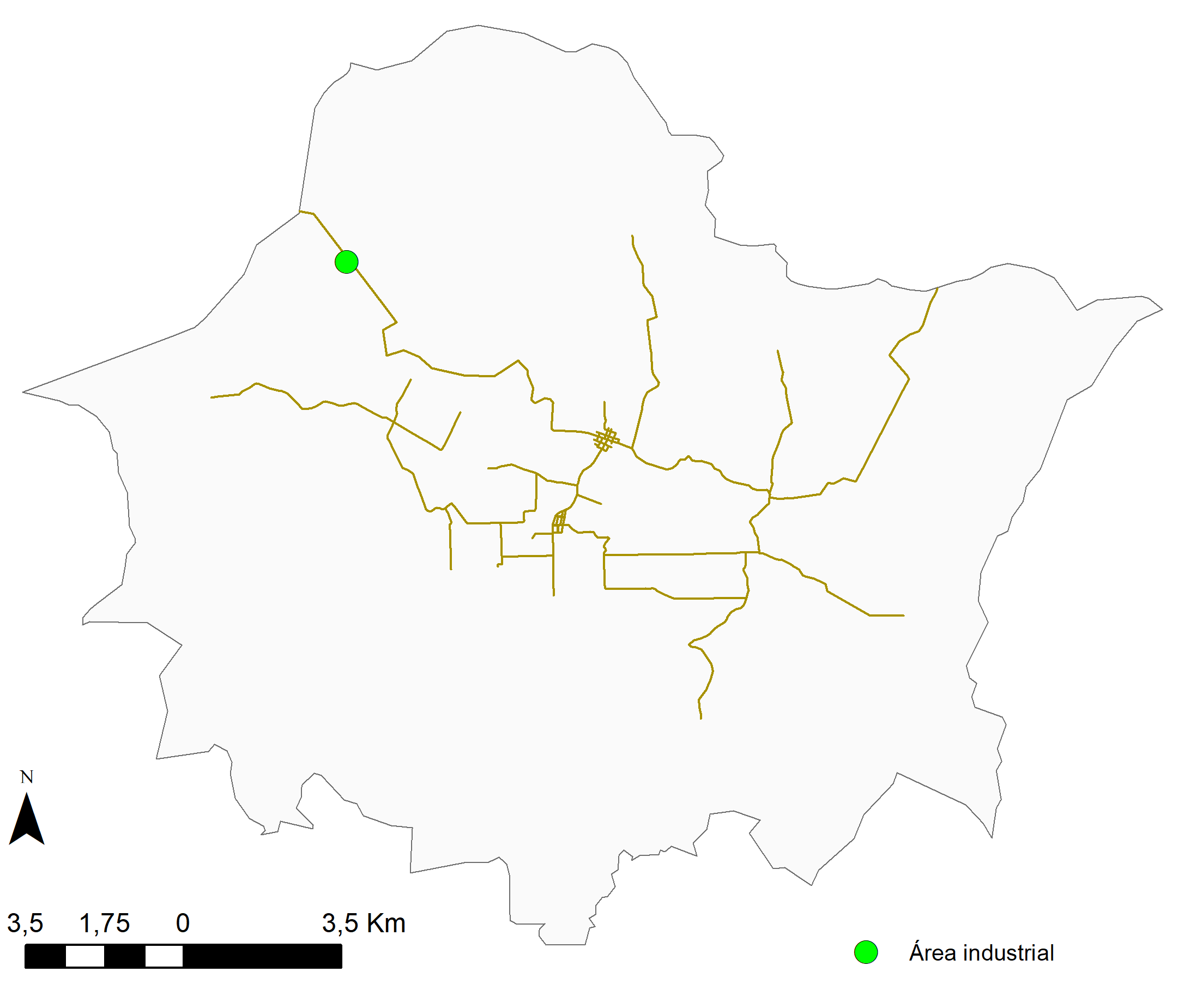 Município de Nova Ramada, área urbana e área industrial